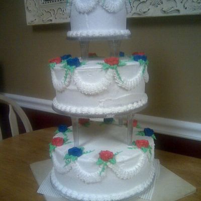 Red White Blue Wedding Cake