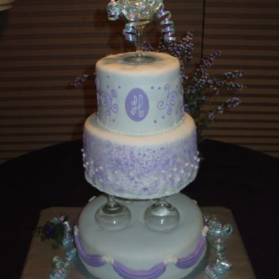 65Th Wedding Anniversary Cake On Champagne Glasses