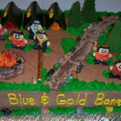 Cub Scouts Blue And Gold Camping Cake