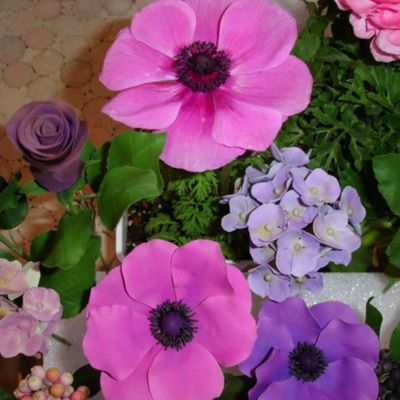 Basket Of Gumpaste Flowers