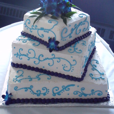 Blue Orchid Wedding Cake