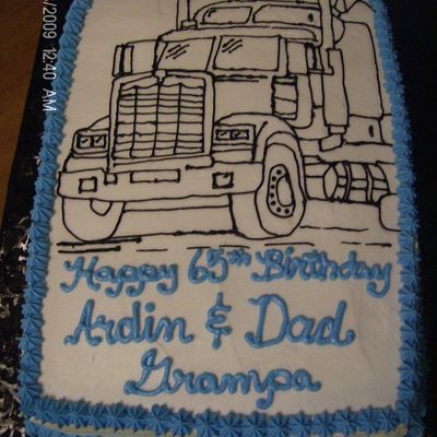 65Th Birthday Cake With A Semi Truck