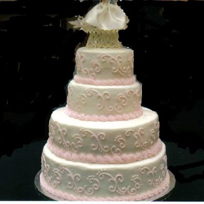 Pink And White Wedding Cake