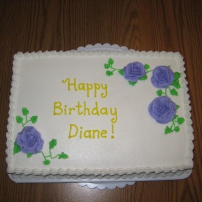Birthday Cake W/ Purple Roses