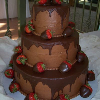3-Tiered Chocolate Cake With Dipped Strawberries