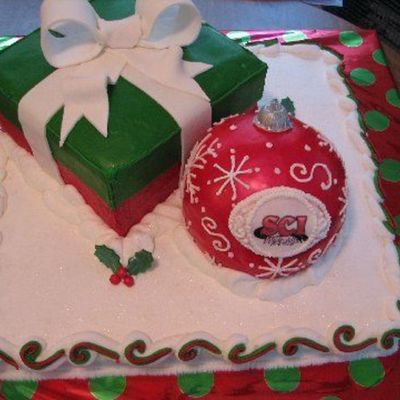 Present And Ornament Cake For Company