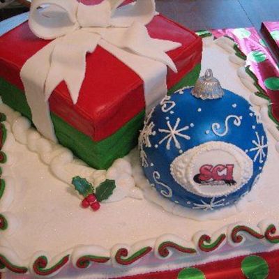 Present And Ornament Cake For Company