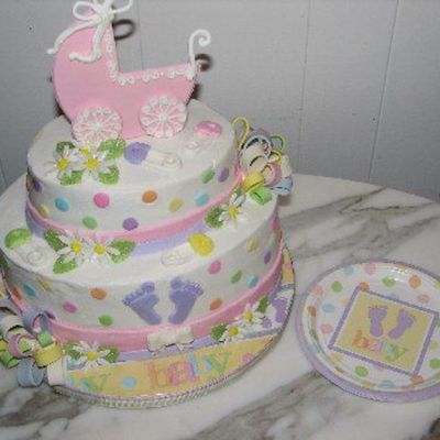 Girl Dot Baby Shower Cake