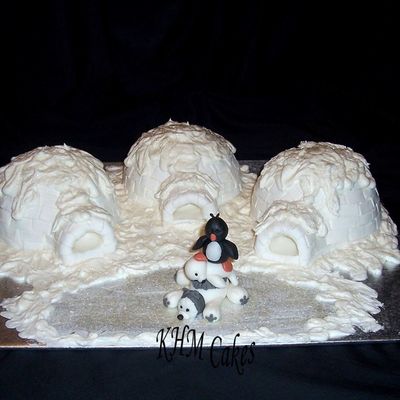 Igloo Village With Husky Dog, Seal, And Penguin Playing