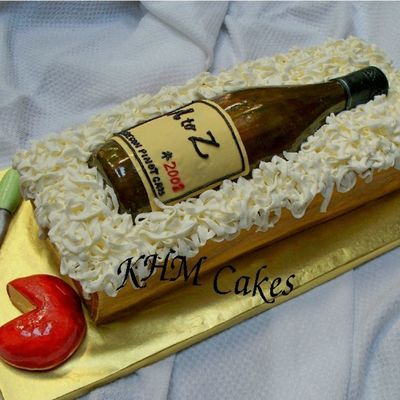 Pinot Gris Wine Bottle And Cheese Cake