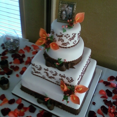 Fall Themed Mixed Shaped Tiered Wedding Cake