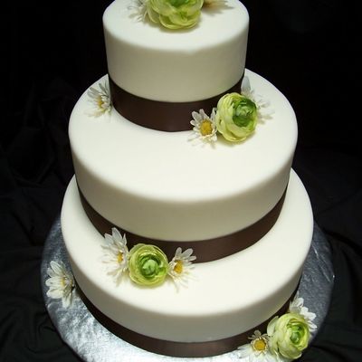 3 Tiered Off Center Round Wedding Cake