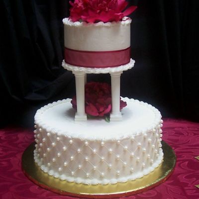 2 Tiered Wedding Cake With Peonies