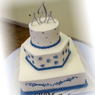 Cornflower Blue Mixed Shape Wedding Cake