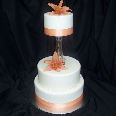 Lily, 3 Tiered Round Wedding Cake With Crystal Tier Separator