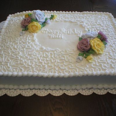 1/2 Sheet Cake Cornelli Lace With Roses