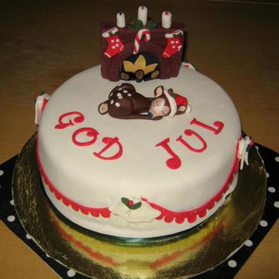 Reindeer Next To Fireplace On Christmas Eve