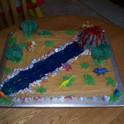 Dinosaur Volcano Cake