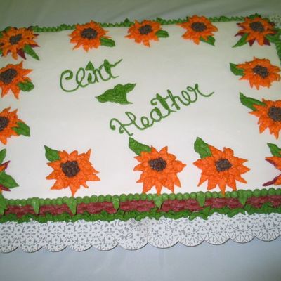 Bridal Shower Sunflower Basket Weave Red Velvet Cake