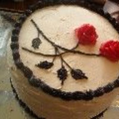 Red, Black, And White Wedding Shower Cake