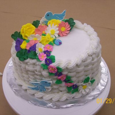 Basket Of Flowers W/ Lots Of Flowers