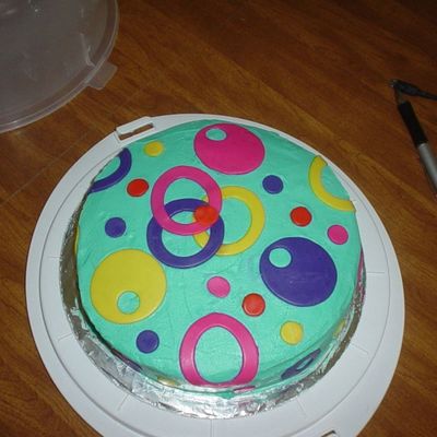 Cousin's 25Th Birthday Cake! It Was My 1St Time Doing The Circles, I Don't Think It Looks Too Bad But The Frosting Doesn't...
