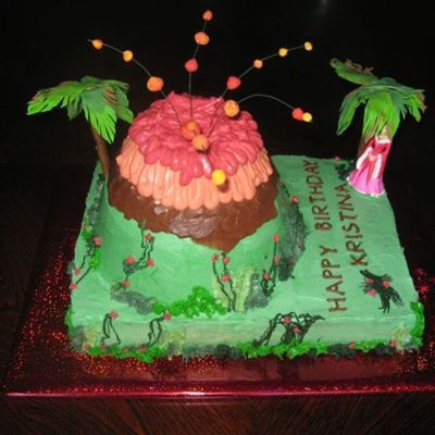 Princess Watching A Volcano Erupt Cake.