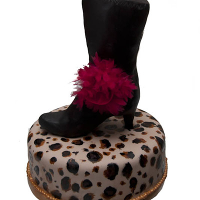Leopard Print And Boot Cake