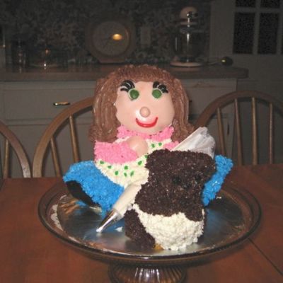 Baker Making Teddy Bear Cake