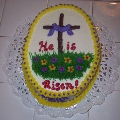 Oval (Pan From Course 2 Wilton Kit) Easter Cake I Made For My Family