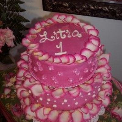 Pink Tiered First Birthday Cake