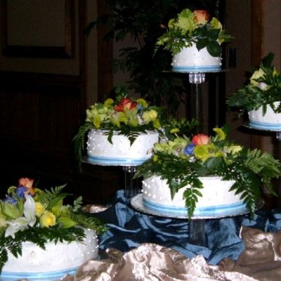 Sophisticated Polka Dots And Blue Ribbon With Flowers
