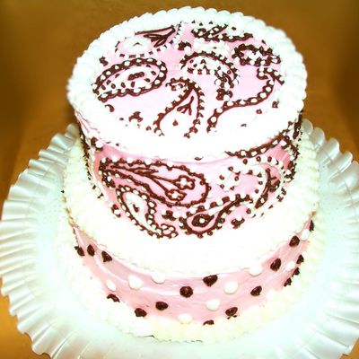 Pink & Brown Paisley Bridal Shower Cake