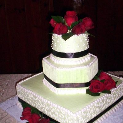 Three Tiered With Red Roses