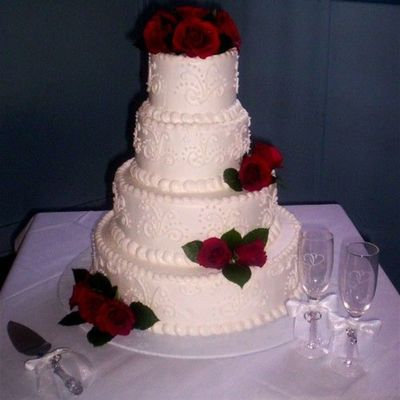 4 Tiered With Red Roses