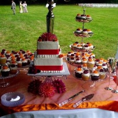 A Small Two Tier With Cupcakes