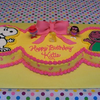 Barney-Snoopy-Dora Cake
