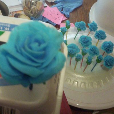 Blue Fondant Roses