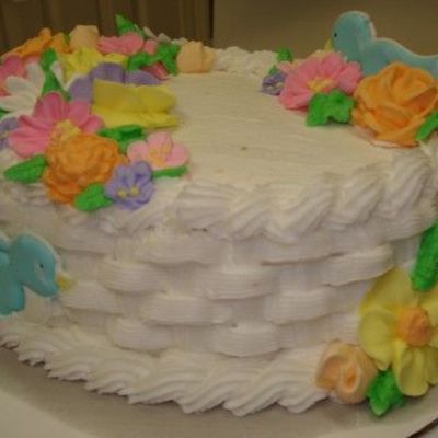 Flower/bird Basketweave Cake