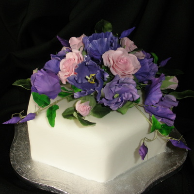 Purple Lisianthus And Pink Roses