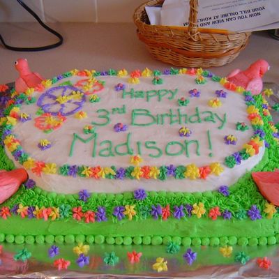 Pink Flamingo Luau Cake