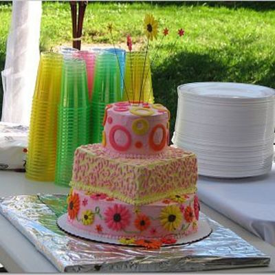 Pink And Yellow Wedding Cake