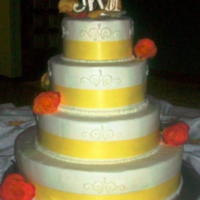 Yellow Ribbon Wedding Cake