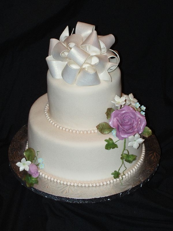 Ivory With Lavender Roses..