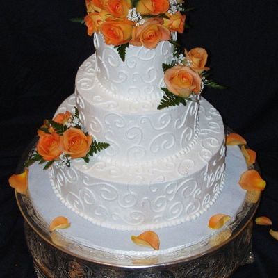 Buttercream With Swirls And Fresh Roses