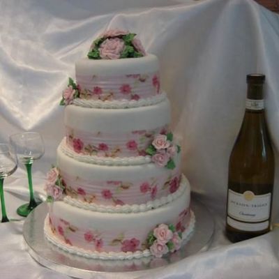 Pink And White Wedding Cake