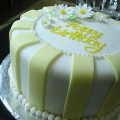 Yellow Striped Birthday Cake!
