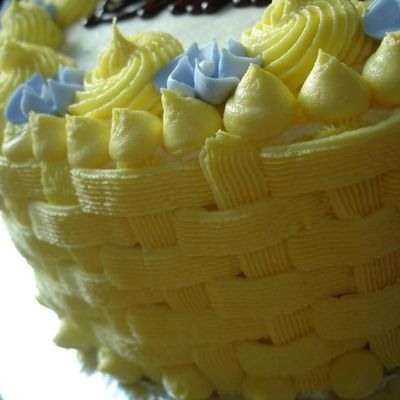 Yellow Basketweave Birthday Cake