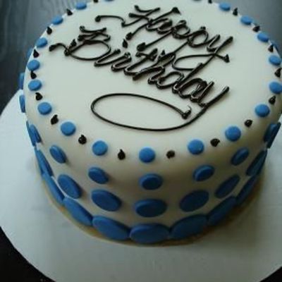 White & Blue Dots Bday Cake