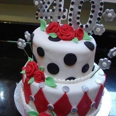 Black Dots And Red Diamonds Mad Hatter Cake